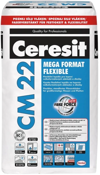 Ceresit CM 22. Высокоэластичный армированный клей для плитки. 25 кг.