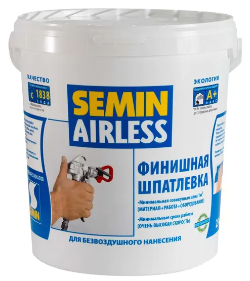 Шпатлёвка финишная SEMIN AIRLESS CLASSIC (белая крышка). 25 кг. РФ.