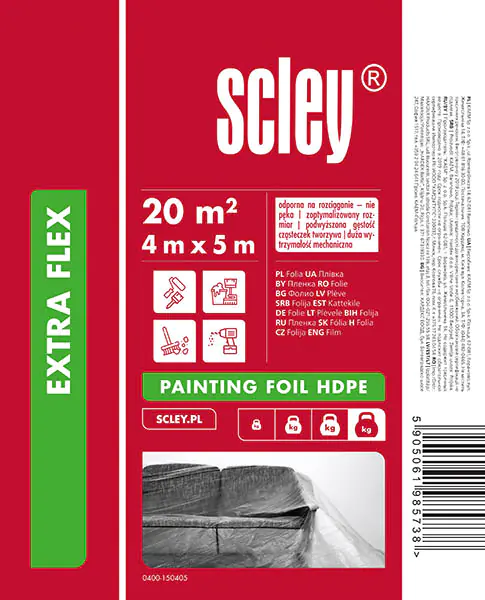 Плёнка укрывочная Scley Extra. Польша. Толщина 15мкм. Размер 4м х 5м.