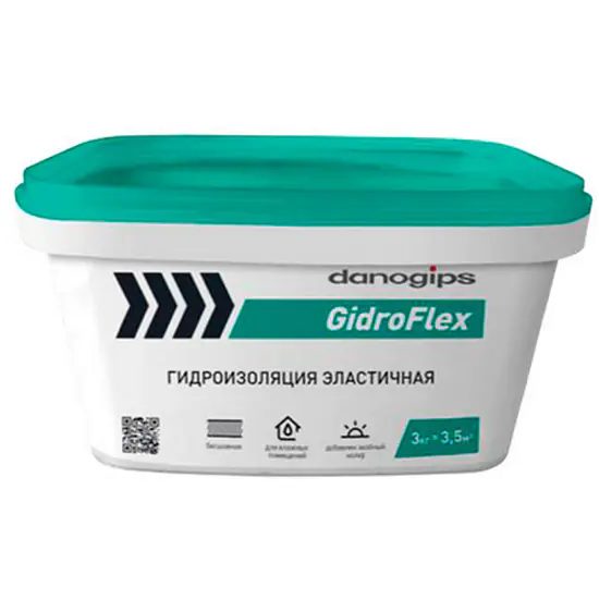 Гидроизоляция эластичная Danogips GidroFlex. РФ. 3 кг.