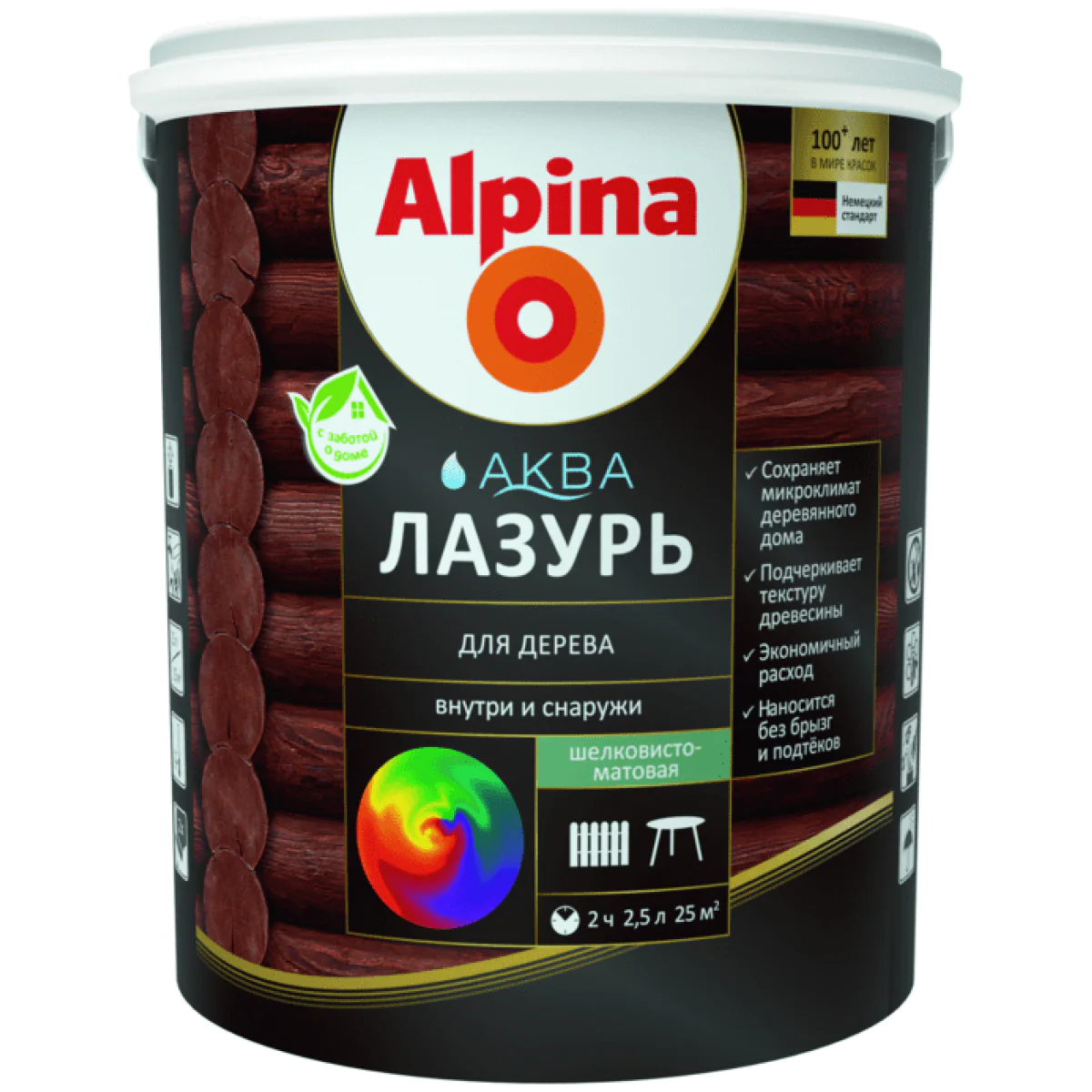 Alpina Аква Лазурь для древесины. Прозрачный. РБ. 2,5 л.
